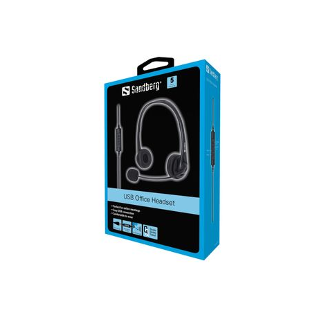 Sandberg USB Office Headset - Headset - on-ear - wired - USB-A - 3
