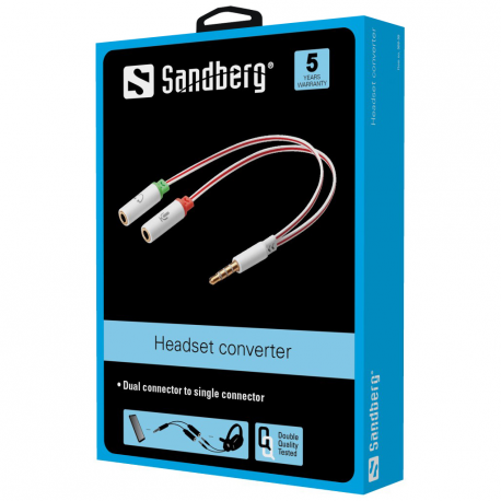 Sandberg Headset Converter - Headset adapter - 4-pole mini jack male to stereo mini jack female - for Apple iPad / iPhone / iPod - 3