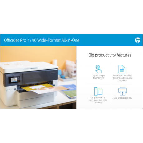 HP Officejet Pro 7740 Inkjet Multifunction Printer - Color - Plain Paper  Print - Desktop : : Computers & Accessories