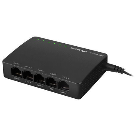 Lanberg DSP2-1005-12V - Switch - unmanaged - 5 x 10 / 100 / 1000 - desktop, wall-mountable - AC 100 - 240 V - 0