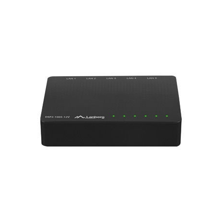 Lanberg DSP2-1005-12V - Switch - unmanaged - 5 x 10 / 100 / 1000 - desktop, wall-mountable - AC 100 - 240 V - 1