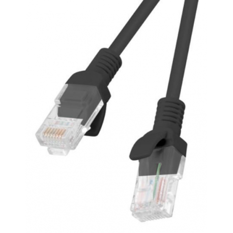 Lanberg - Patch cable - RJ-45 (M) to RJ-45 (M) - 15 m - UTP - CAT 5e - snagless - black, RAL 9004 - 1