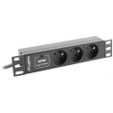 Lanberg PDU-03E-0200-BK - Power distribution unit (rack-mountable) - AC 230 V - 4000 Watt - input: CEE 7 / 4  /  CEE 7 / 7 - output connectors: 3 (Type E) - 1U - 10" - 2 m cord - black