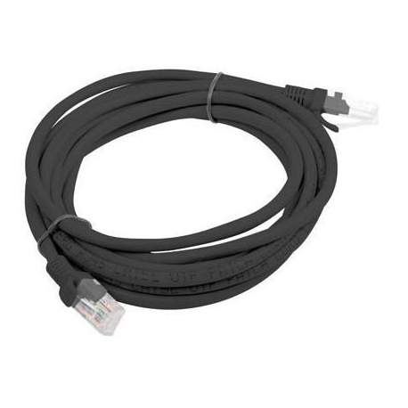 Lanberg - Patch cable - RJ-45 (M) to RJ-45 (M) - 5 m - UTP - CAT 5e - stranded - black, RAL 9004 - 3