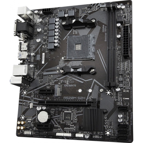 Gigabyte A520M S2H - 1.0 - motherboard - micro ATX - Socket AM4 - AMD A520 - USB 3.2 Gen 1 - Gigabit LAN - onboard graphics (CPU required) - HD Audio (8-channel) - 2