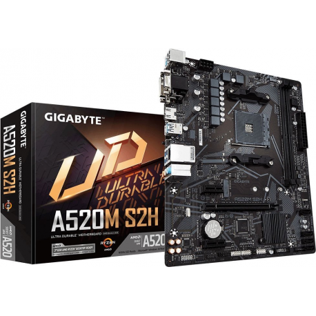 Gigabyte A520M S2H - 1.0 - motherboard - micro ATX - Socket AM4 - AMD A520 - USB 3.2 Gen 1 - Gigabit LAN - onboard graphics (CPU required) - HD Audio (8-channel) - 4