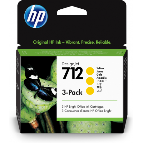 HP 712 - 3-pack - 29 ml - yellow - original - DesignJet - ink cartridge - for DesignJet Studio, T210, T230, T250, T630, T650 - 0