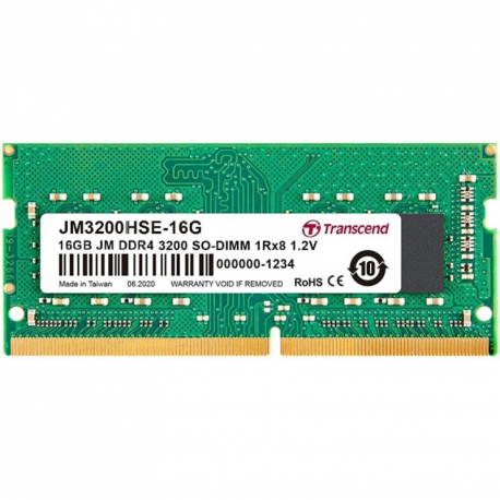 Transcend JetRAM - DDR4 - module - 16 GB - SO-DIMM 260-pin - 3200 MHz  /  PC4-25600 - CL22 - 1.2 V - unbuffered - non-ECC - 0