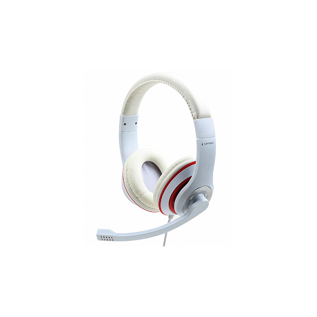 Gembird MHS-03-WTRD - Headset - full size - wired - 3.5 mm jack - white, red ring - 0