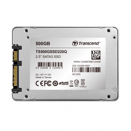 Transcend SSD220Q - SSD - 500 GB - internal - 2.5" - SATA 6Gb / s - 4