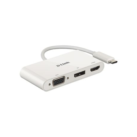 D-Link DUB-V310 - Adapter - USB-C male to HD-15 (VGA), HDMI, DisplayPort female - 11 cm - 4K support - 0
