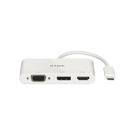 D-Link DUB-V310 - Adapter - USB-C male to HD-15 (VGA), HDMI, DisplayPort female - 11 cm - 4K support - 1