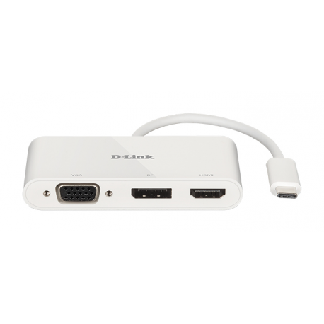 D-Link DUB-V310 - Adapter - USB-C male to HD-15 (VGA), HDMI, DisplayPort female - 11 cm - 4K support - 7