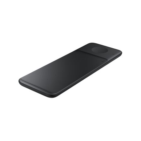 Samsung Wireless Charger Trio EP-P6300 - Wireless charging pad + AC power adapter - Fast Charge - black - for Galaxy Buds Live, Buds+, Note20, S20, S20 5G, S20+ 5G, Watch 3, Z Flip 5G, Z Fold2 5G - 2