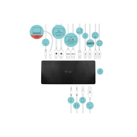 i-Tec USB-C Quattro Display Docking Station with Power Delivery - Docking station - USB-C  /  Thunderbolt 3 - 2 x HDMI, 2 x DP - GigE - with i-Tec Universal Charger 112 W - 3