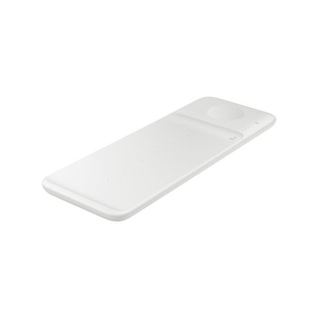 Samsung Wireless Charger Trio EP-P6300 - Wireless charging pad + AC power adapter - Fast Charge - white - for Galaxy Buds Live, Buds+, Note20, S20, S20 5G, S20+ 5G, Watch 3, Z Flip 5G, Z Fold2 5G - 2