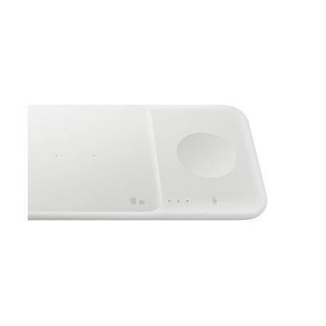 Samsung Wireless Charger Trio EP-P6300 - Wireless charging pad + AC power adapter - Fast Charge - white - for Galaxy Buds Live, Buds+, Note20, S20, S20 5G, S20+ 5G, Watch 3, Z Flip 5G, Z Fold2 5G - 5