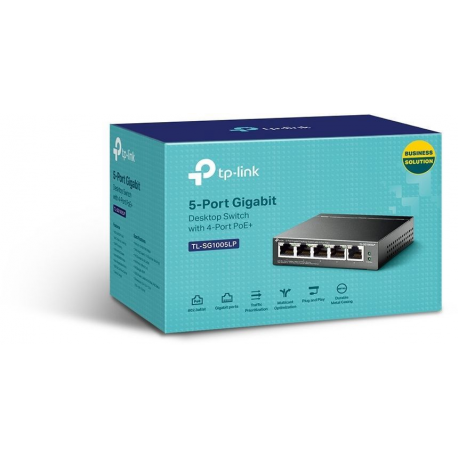 TP-Link TL-SG1005LP - V1 - switch - unmanaged - 5 x 10/100/1000 (4 PoE+) - desktop, wall-mountable - PoE+ (40 W) - 2