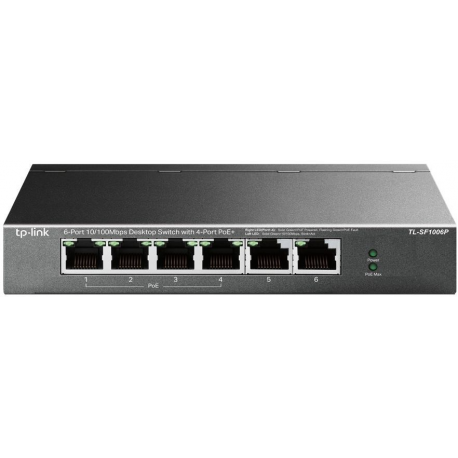 TP-Link TL-SF1006P - V1 - switch - unmanaged - 6 x 10/100 (4 PoE+) - desktop, wall-mountable - PoE+ (67 W) - 0
