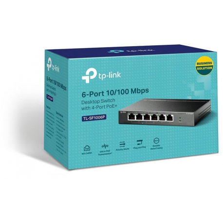 TP-Link TL-SF1006P - V1 - switch - unmanaged - 6 x 10/100 (4 PoE+) - desktop, wall-mountable - PoE+ (67 W) - 2