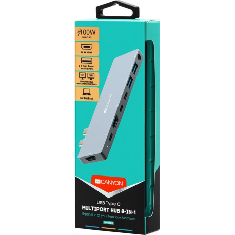 Canyon DS-8 - Docking station - USB-C x 2 - 2 x HDMI - 3