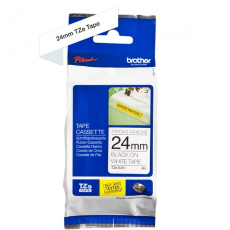 Brother TZe-SL251 - Self-adhesive - black on white - Roll (2.4 cm x 8 m) 1 cassette(s) laminated tape - for P-Touch PT-D800W, PT-E550WSP, PT-E550WVP, PT-P900W, PT-P950NW - 1