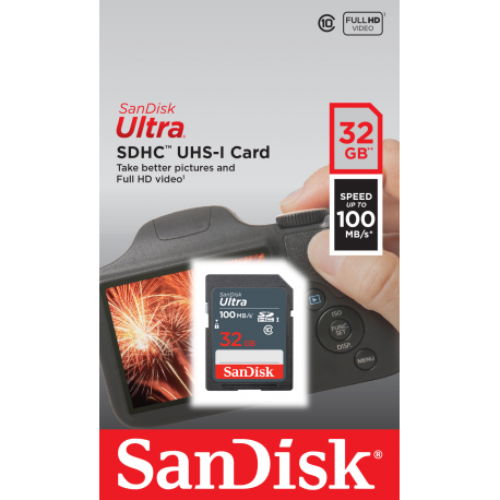 SanDisk Ultra - Flash memory card - 32 GB - UHS Class 1  /  Class10 - SDHC UHS-I - 3