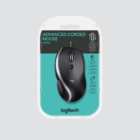Logitech M500s Advanced Corded Mouse - Mouse - optical - 7 buttons - wired - USB - 20