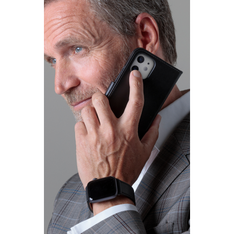 dbramante1928 Lynge - Flip cover for mobile phone - full-grain leather - black - for Apple iPhone 12 mini - 7