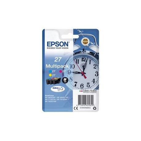 Epson 27 Multi-Pack - 3-pack - 10.8 ml - yellow, cyan, magenta - original - ink cartridge - for WorkForce WF-3620, WF-3640, WF-7110, WF-7210, WF-7610, WF-7620, WF-7710, WF-7715, WF-7720 - 2