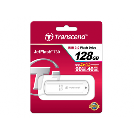 Transcend JetFlash 730 - USB flash drive - 128 GB - USB 3.0 - white - 1