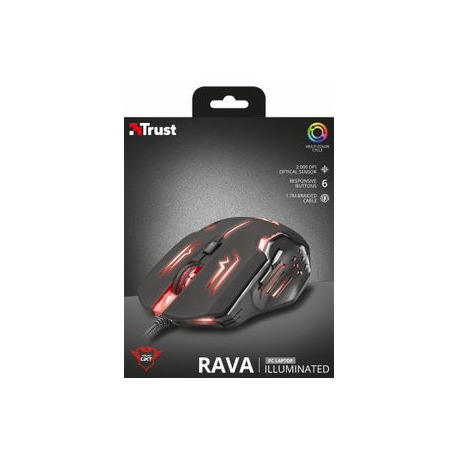 Trust GXT 108 Rava Illuminated Gaming - Mouse - right and left-handed - optical - 6 buttons - wired - USB - 8