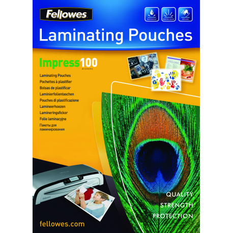 Fellowes Laminating Pouches Impress 100 Micron - 100 micron - 100-pack - glossy - transparent - A3 (297 x 420 mm) lamination pouches - 1