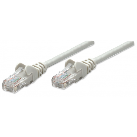 Intellinet Network Patch Cable, Cat5e, 0.5m, Grey, CCA, U / UTP, PVC, RJ45, Gold Plated Contacts, Snagless, Booted, Lifetime Warranty, Polybag - Patch cable - RJ-45 (M) to RJ-45 (M) - 45 cm - UTP - CAT 5e - molded, snagless - grey - 5