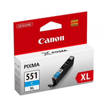 Canon CLI-551C XL - 11 ml - High Yield - cyan - original - ink tank - for PIXMA iP8750, iX6850, MG5550, MG5650, MG5655, MG6450, MG6650, MG7150, MG7550, MX725, MX925 - 2