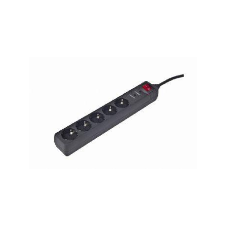Gembird SPG5-C-15 - Surge protector - output connectors: 5 - black - 2