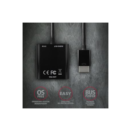 AXAGON - Video interface converter - HDMI (M) to HD-15 (VGA), stereo mini jack (F) - 17 cm - 1920 x 1200 (WUXGA) support, active converter - 6