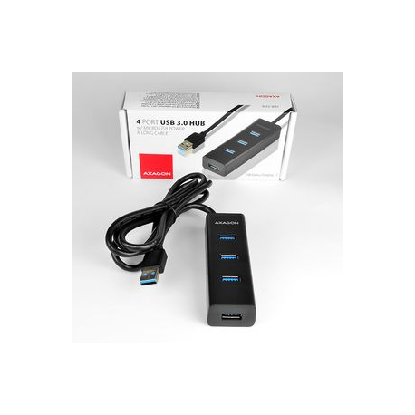 AXAGON HUE-S2BL - Hub - 4 x SuperSpeed USB 3.0 + 1 x micro-USB - desktop - 5