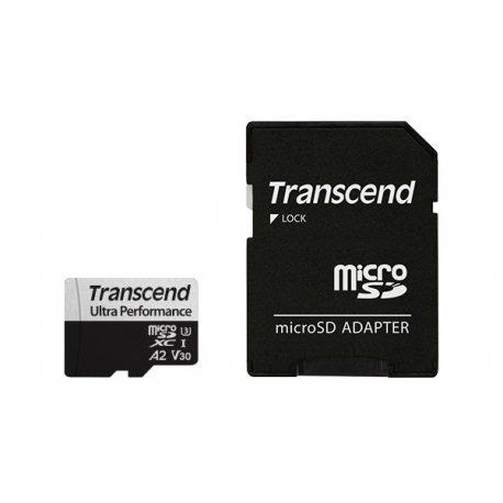 Transcend 340S - Flash memory card - 128 GB - A2  /  Video Class V30  /  UHS-I U3  /  Class10 - microSDXC - 1