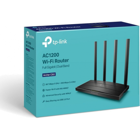 TP-Link Archer C6U - V1 - wireless router 4-port switch - 1GbE - Wi-Fi 5 - Dual Band - 3