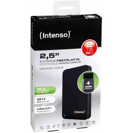 Intenso Memory Drive - Hard drive - 2 TB - external (portable) - 2.5" - USB 3.0 - 5400 rpm - buffer: 8 MB - black - 3