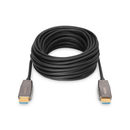 DIGITUS - HDMI cable with Ethernet - HDMI plug to HDMI plug - 10 m - shielded hybrid copper / fibre optic - black - Active Optical Cable (AOC), 8K UHD (7680 x 4320) support - 1