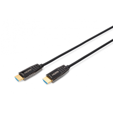DIGITUS - HDMI cable with Ethernet - HDMI plug to HDMI plug - 15 m - shielded hybrid copper / fibre optic - black - Active Optical Cable (AOC), 8K UHD (7680 x 4320) support - 3