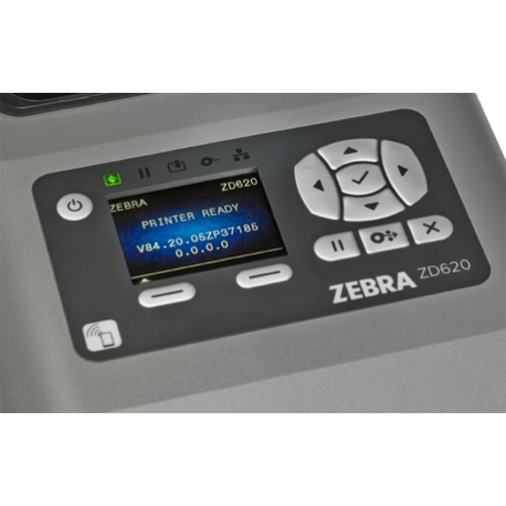 Zebra ZD621d - Label printer - direct thermal - Roll (10.8cm) - 300 dpi - up to 152 mm / sec - USB 2.0, LAN, serial, USB host, NFC, Wi-Fi(ac), Bluetooth 4.1, Bluetooth LE - grey - 3