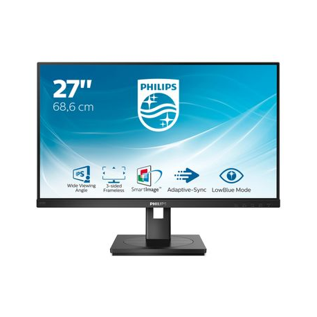 Philips S-line 272S1AE - LED monitor - 27" - 1920 x 1080 Full HD (1080p) @ 75 Hz - IPS - 250 cd/m² - 1000:1 - 4 ms - HDMI, DVI-D, VGA, DisplayPort - speakers - black texture - 0