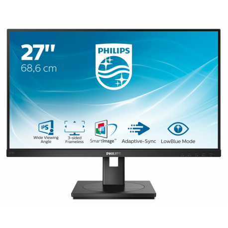 Philips S-line 272S1AE - LED monitor - 27" - 1920 x 1080 Full HD (1080p) @ 75 Hz - IPS - 250 cd/m² - 1000:1 - 4 ms - HDMI, DVI-D, VGA, DisplayPort - speakers - black texture - 14