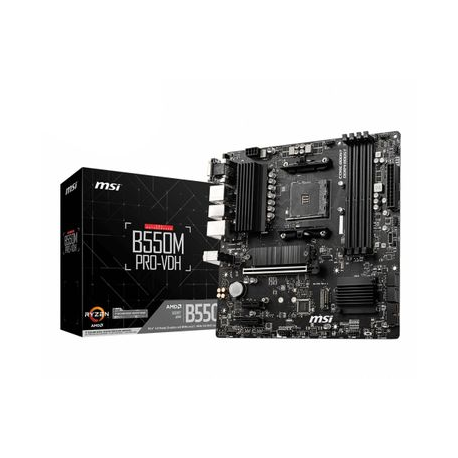MSI B550M PRO-VDH - Motherboard - micro ATX - Socket AM4 - AMD B550 - USB-C Gen1, USB 3.2 Gen 1 - Gigabit LAN - onboard graphics (CPU required) - HD Audio (8-channel) - 0