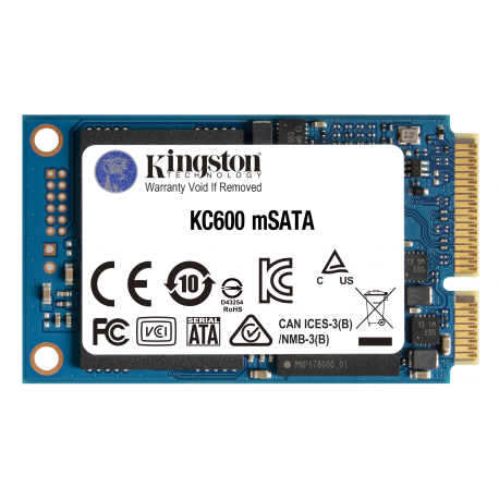Kingston KC600 - Solid state drive - encrypted - 1024 GB - internal - mSATA - SATA 6Gb/s - 256-bit AES - Self-Encrypting Drive (SED), TCG Opal Encryption - 3