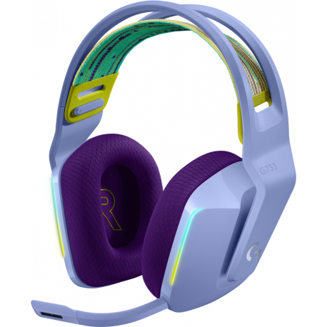 Logitech G G733 LIGHTSPEED Wireless RGB Gaming Headset - Headset - full size - 2.4 GHz - wireless - lilac - 8