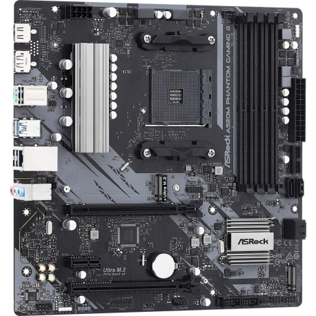 ASRock A520M Phantom Gaming 4 - Motherboard - micro ATX - Socket AM4 - AMD A520 - USB 3.2 Gen 1 - Gigabit LAN - onboard graphics (CPU required) - HD Audio (8-channel) - 2